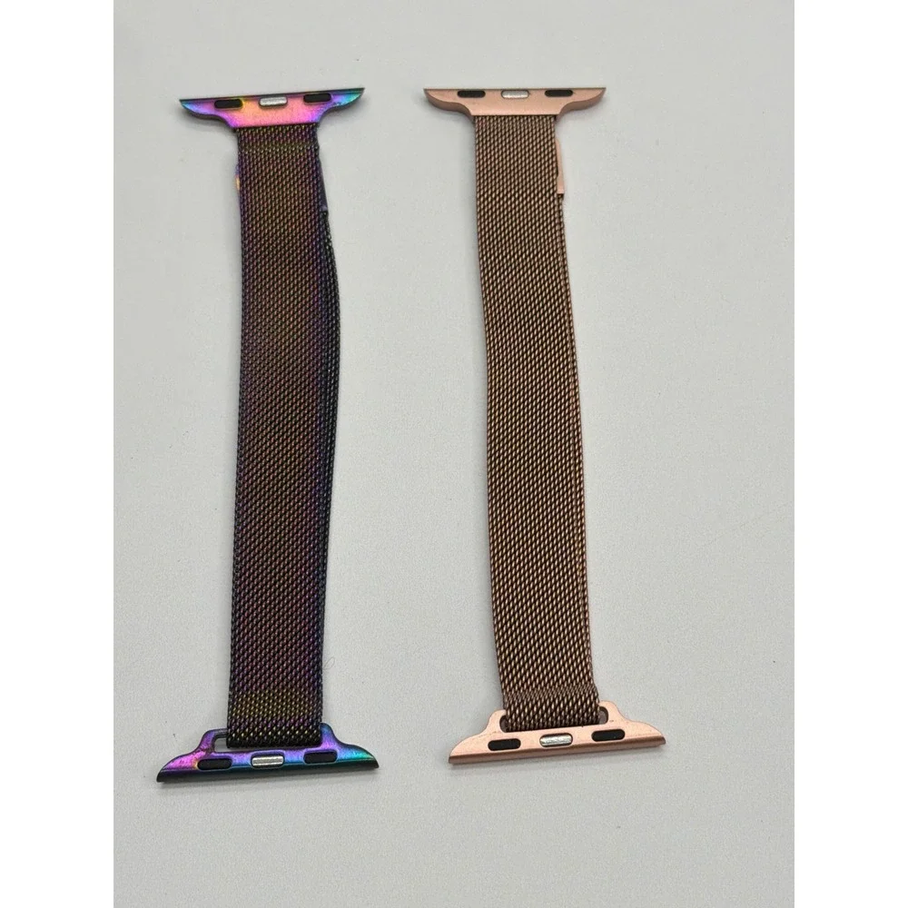 Apple Watch Milanese Loop Band Set 2 Pack Rose Gold‎ Iridescent Stainless Steel